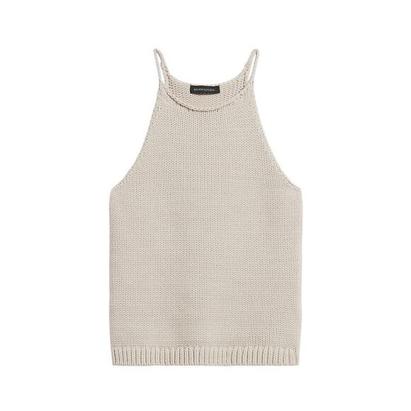 Banana Republic Cream Knit Castoff Halter Tank Top Sweater - XS - Picture 1 of 9